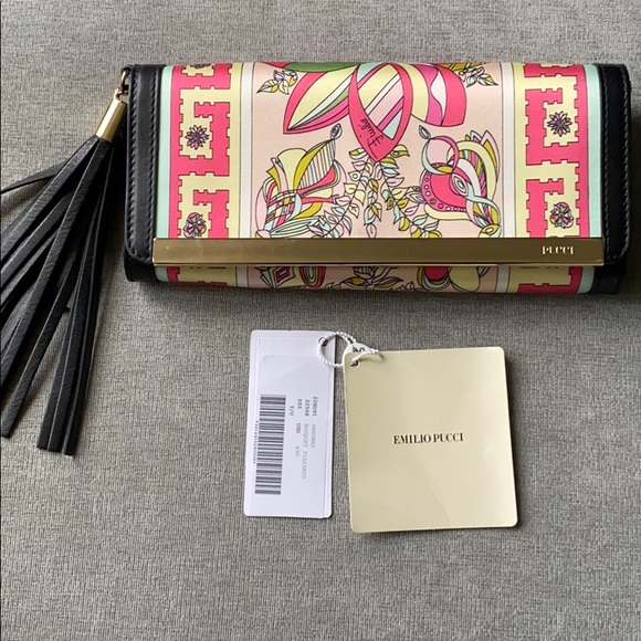 RARE Pucci tassel clutch in silk with leather trim - Picture 6 of 10